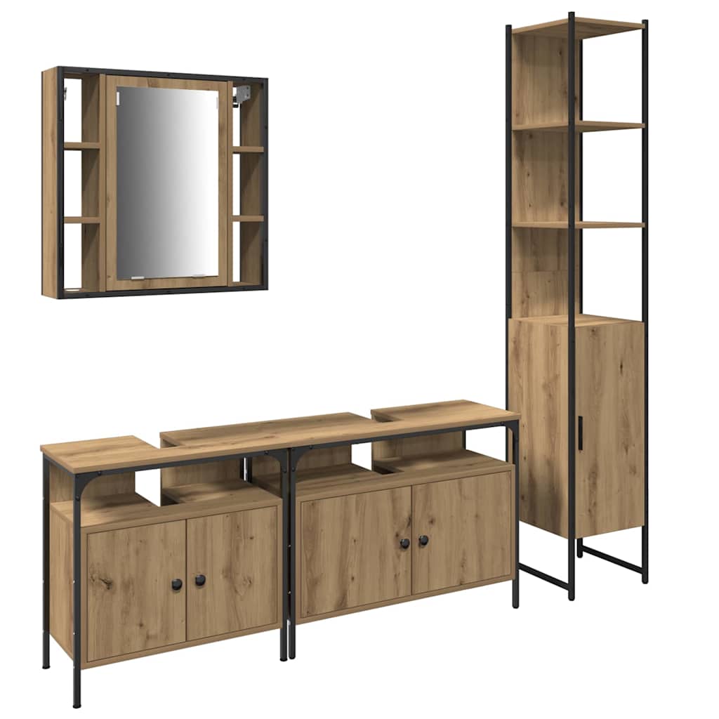 Bathroom Cabinet Set Other 4 pcs Artisan oak 33 x 33 x 185.5 cm