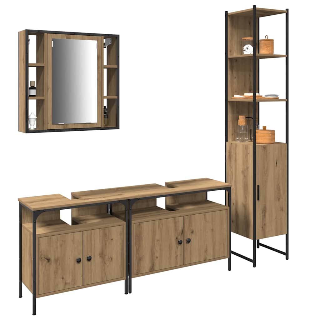 Bathroom Cabinet Set Other 4 pcs Artisan oak 33 x 33 x 185.5 cm