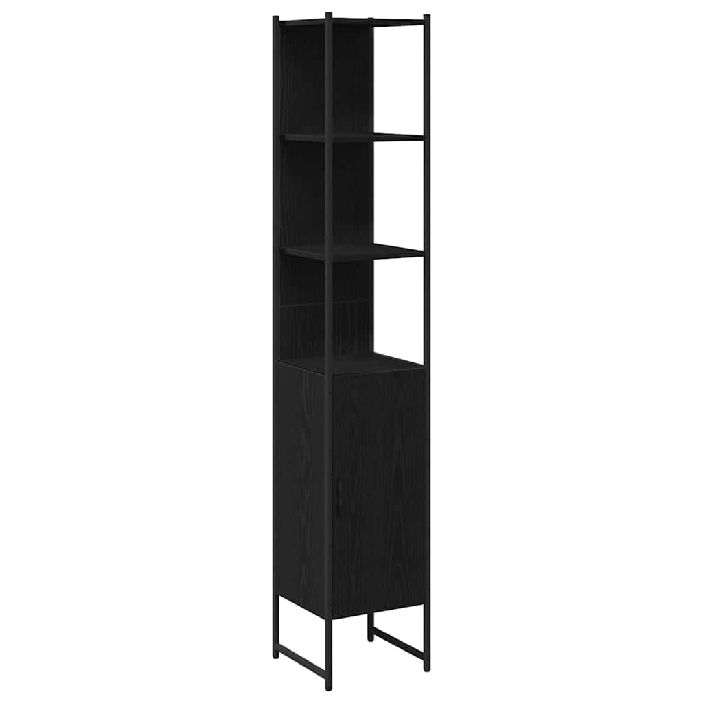 Bathroom Furniture Set with Door 4 pcs Black 33 x 33 x 185.5 cm