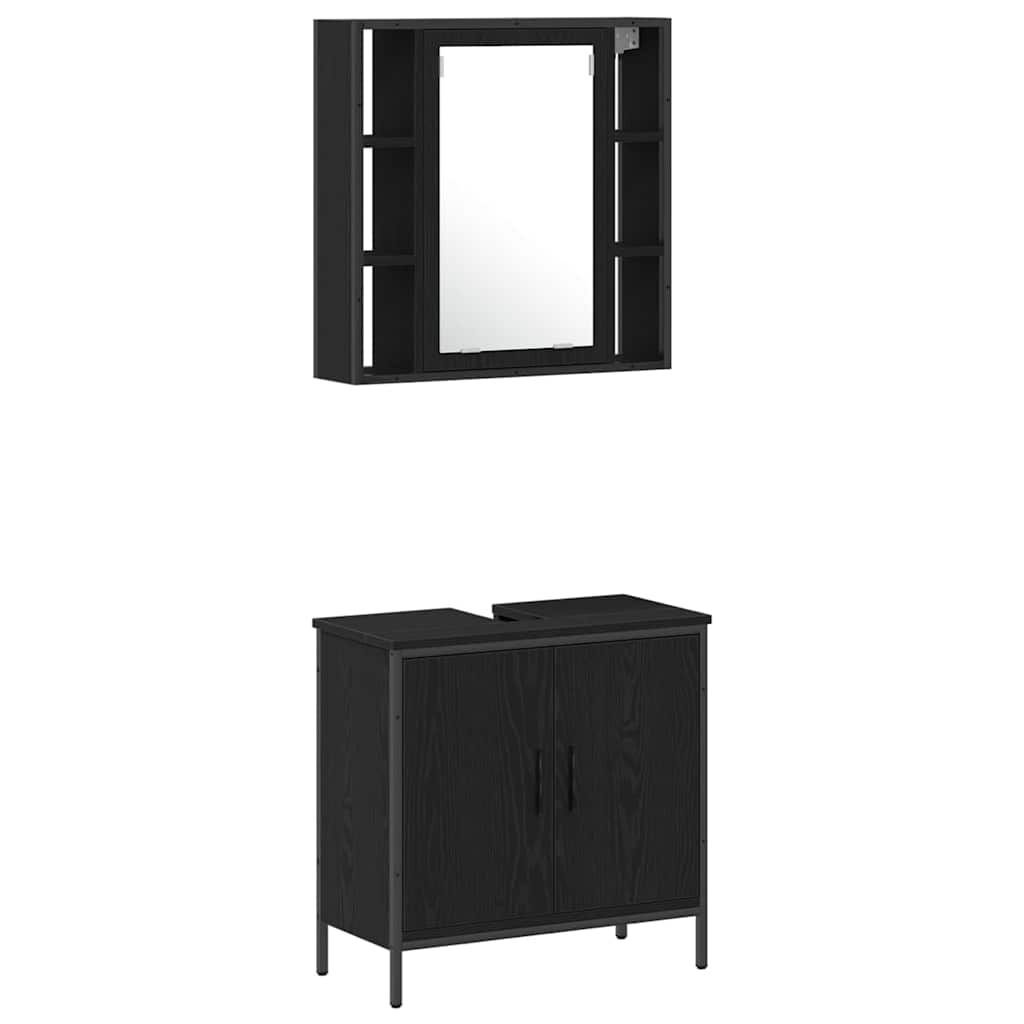Bathroom Furniture Set with Door 4 pcs Black 33 x 33 x 185.5 cm