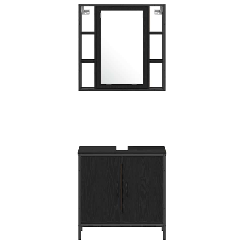 Bathroom Furniture Set with Door 4 pcs Black 33 x 33 x 185.5 cm
