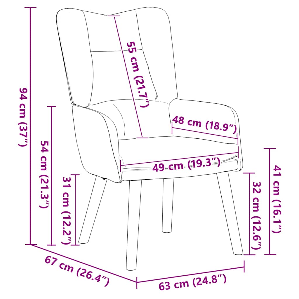 Relaxing Chair Black 63 x 67 x 94 cm Velvet