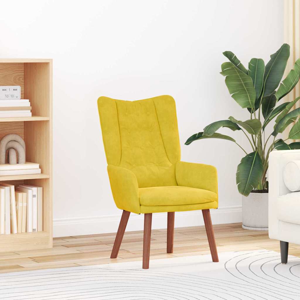 Relaxing Chair Yellow 63 x 67 x 94 cm Velvet