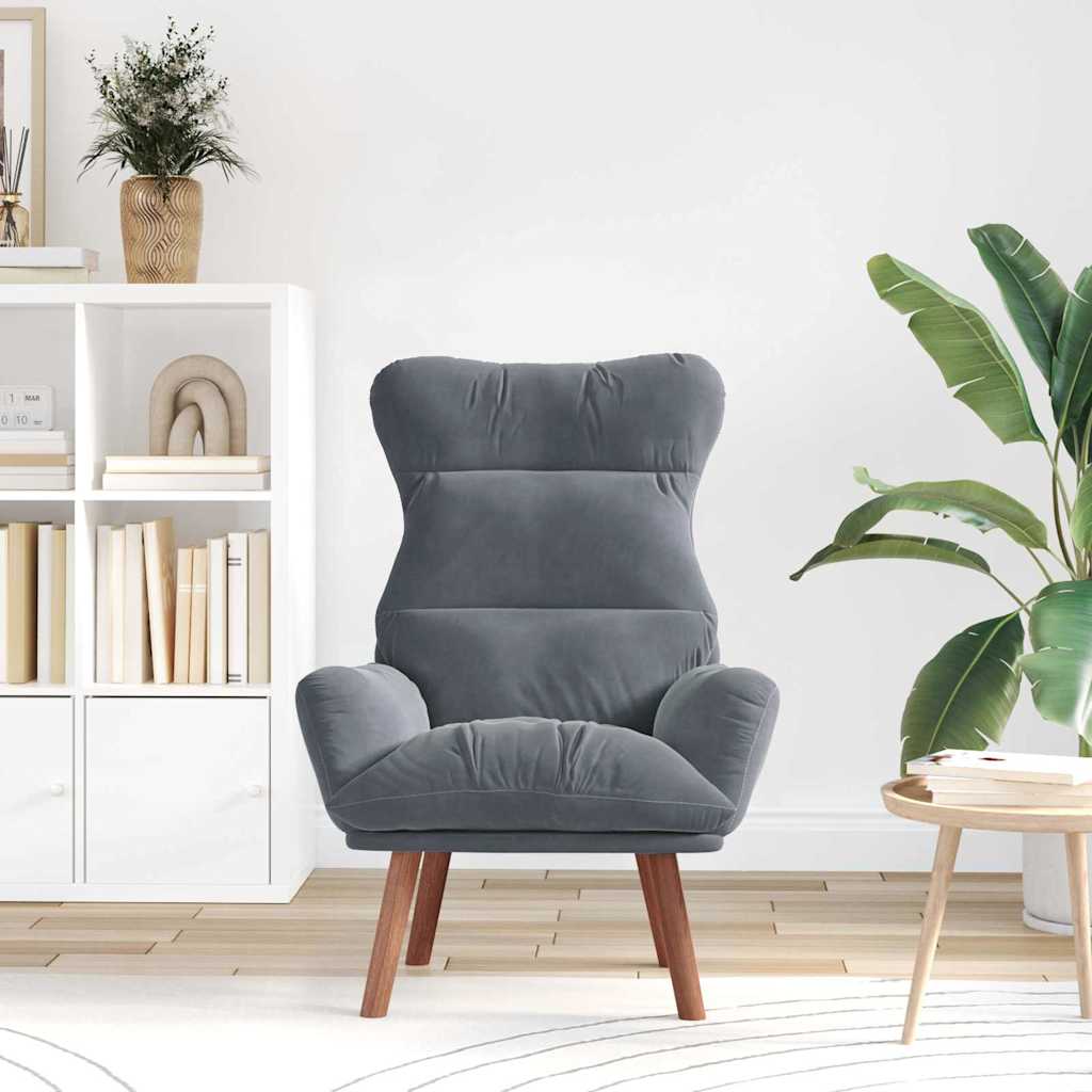 Relaxing Chair Dark grey 69 x 74 x 93 cm Velvet