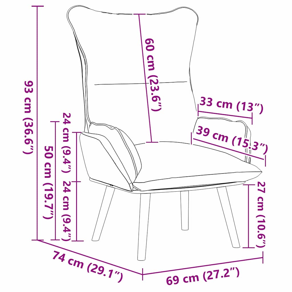 Relaxing Chair Light grey 69 x 74 x 93 cm Fabric