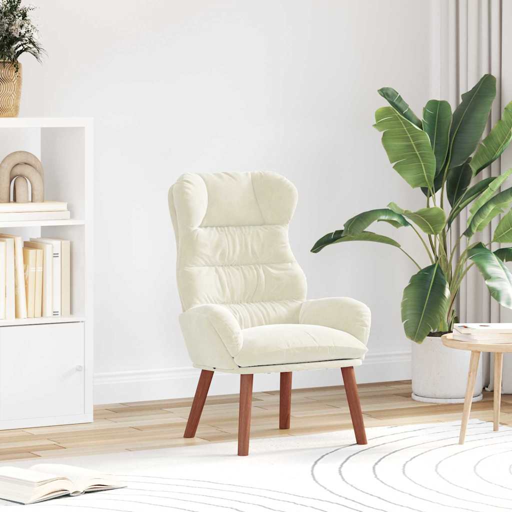 Relaxing Chair Cream 69 x 74 x 93 cm Velvet