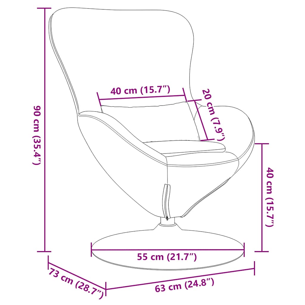 Egg Chair Cream 63 x 73 x 90 cm Velvet
