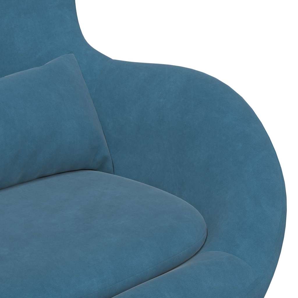Egg Chair with Footstool Blue 63 x 73 x 90 cm Velvet