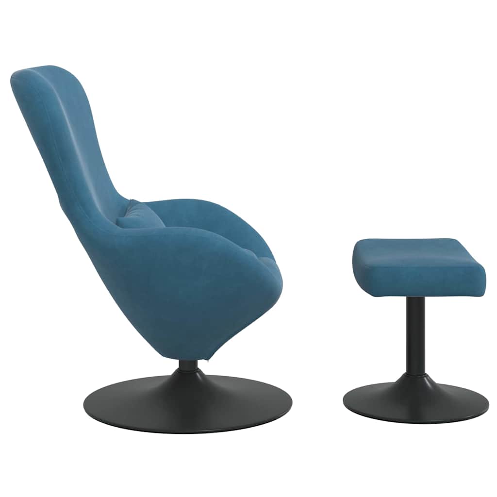 Egg Chair with Footstool Blue 63 x 73 x 90 cm Velvet