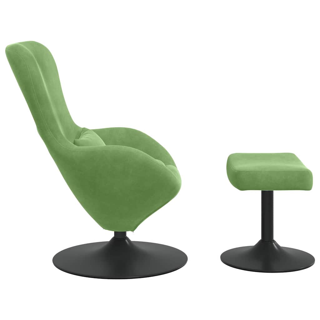 Egg Chair with Footstool Light green 63 x 73 x 90 cm Velvet