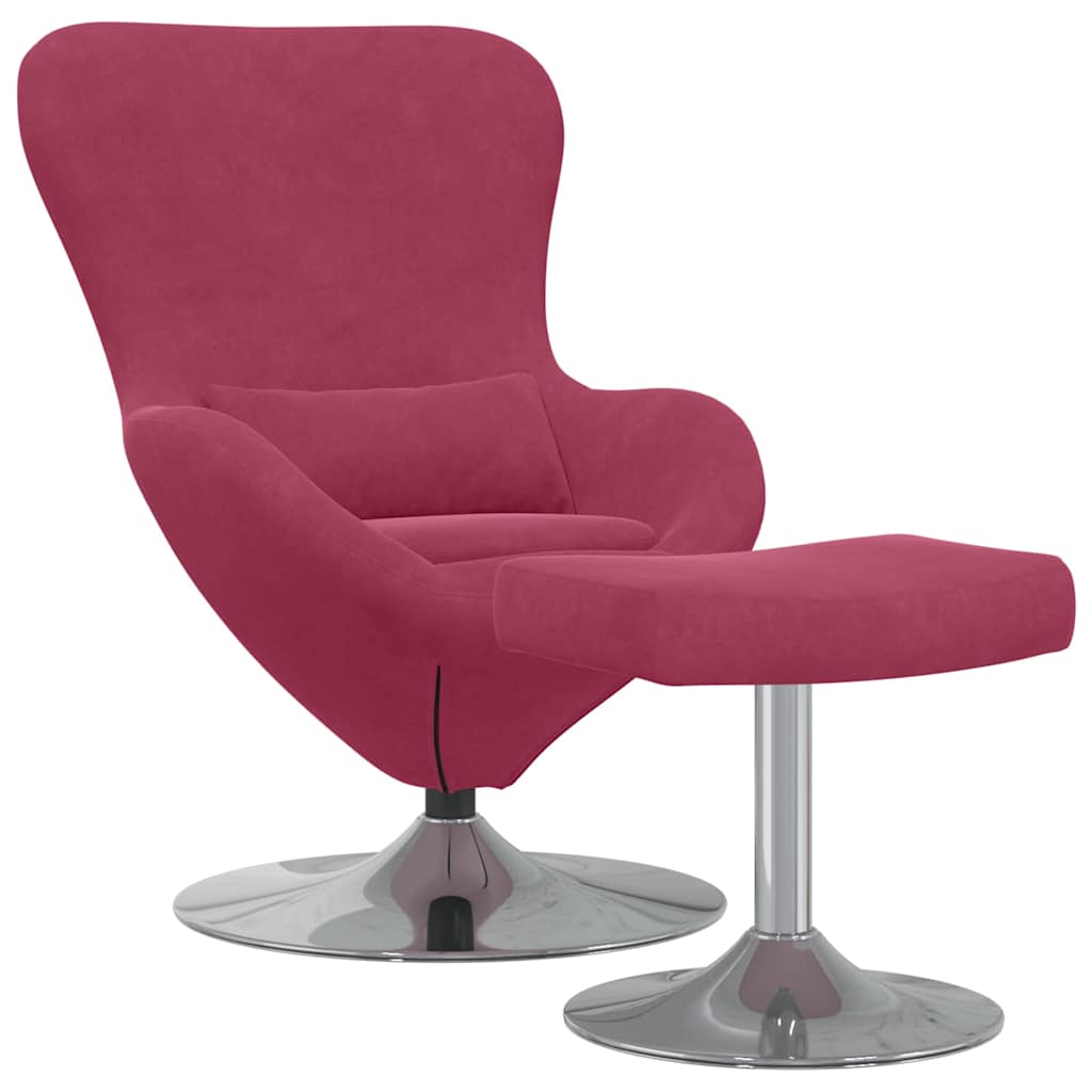 Egg Chair with Footstool Wine red 63 x 73 x 90 cm Velvet