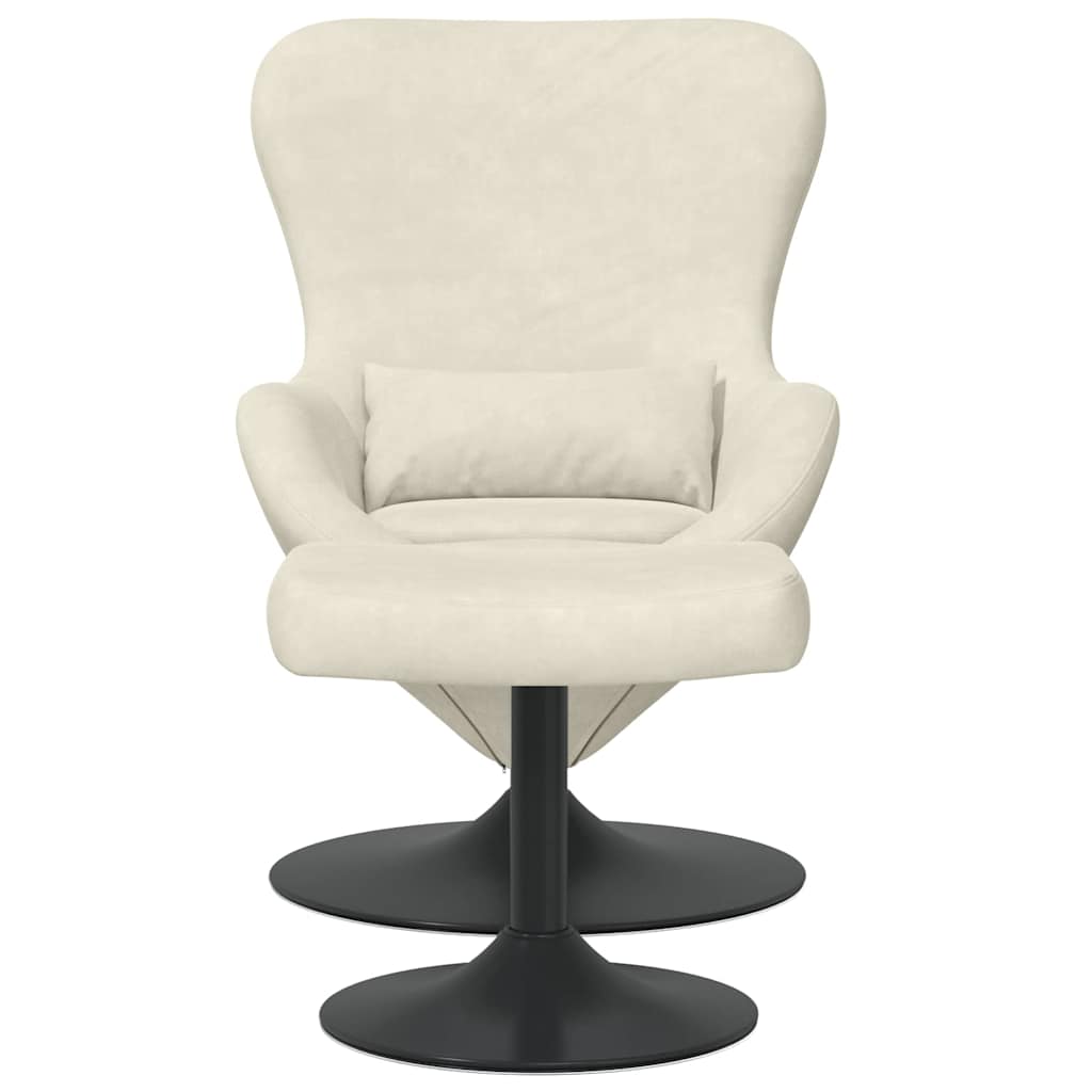 Egg Chair with Footstool Cream 63 x 73 x 90 cm Velvet