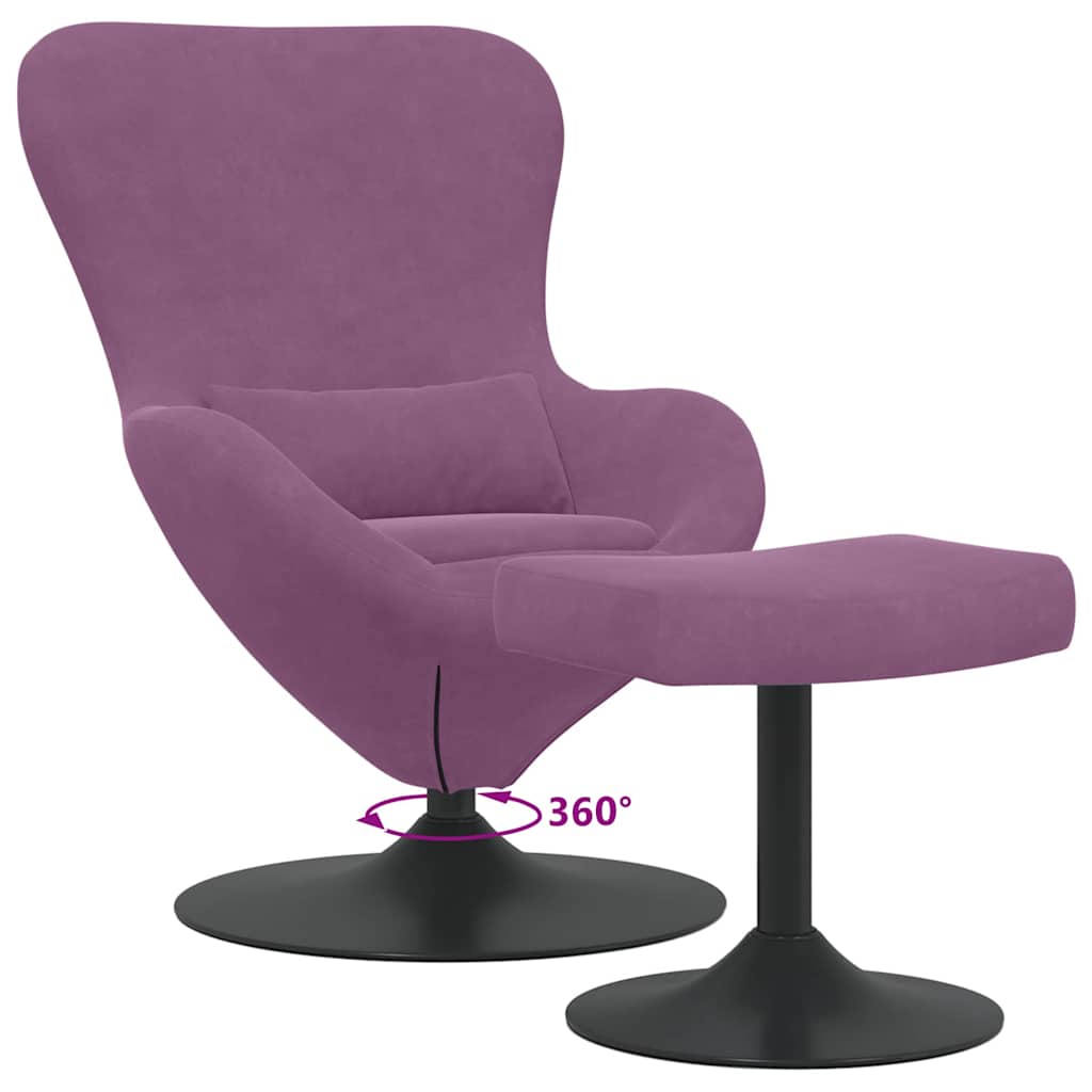 Egg Chair with Footstool Purple 63 x 73 x 90 cm Velvet