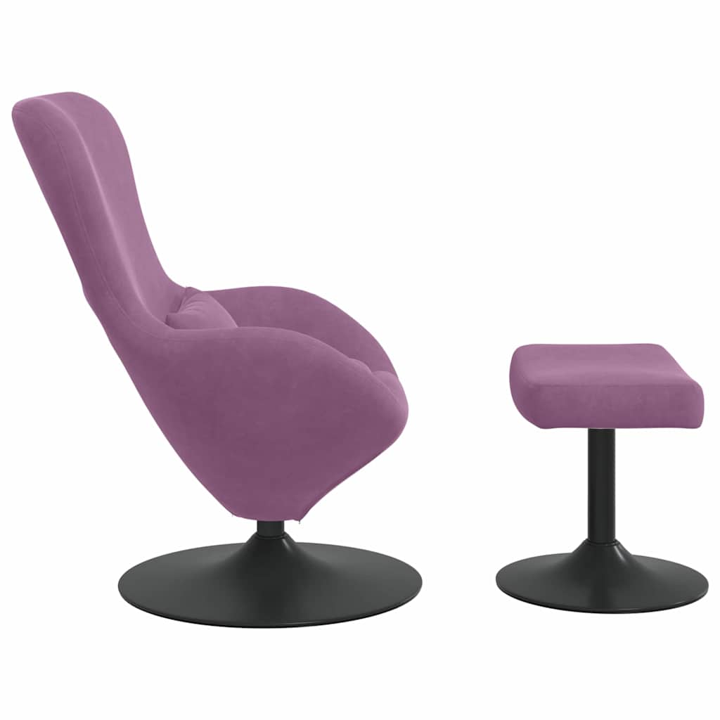 Egg Chair with Footstool Purple 63 x 73 x 90 cm Velvet