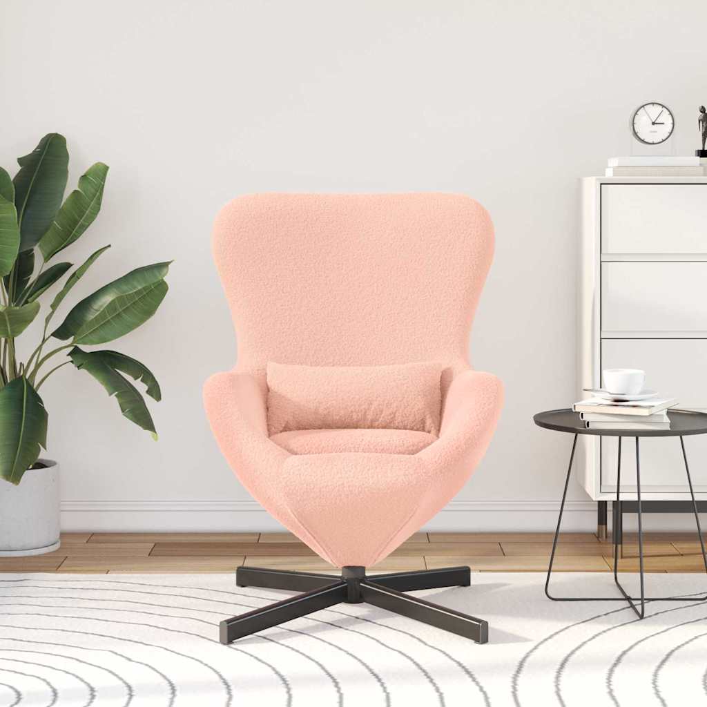 Egg Chair Pink 63 x 73 x 90 cm Curly Wool-like Fabric