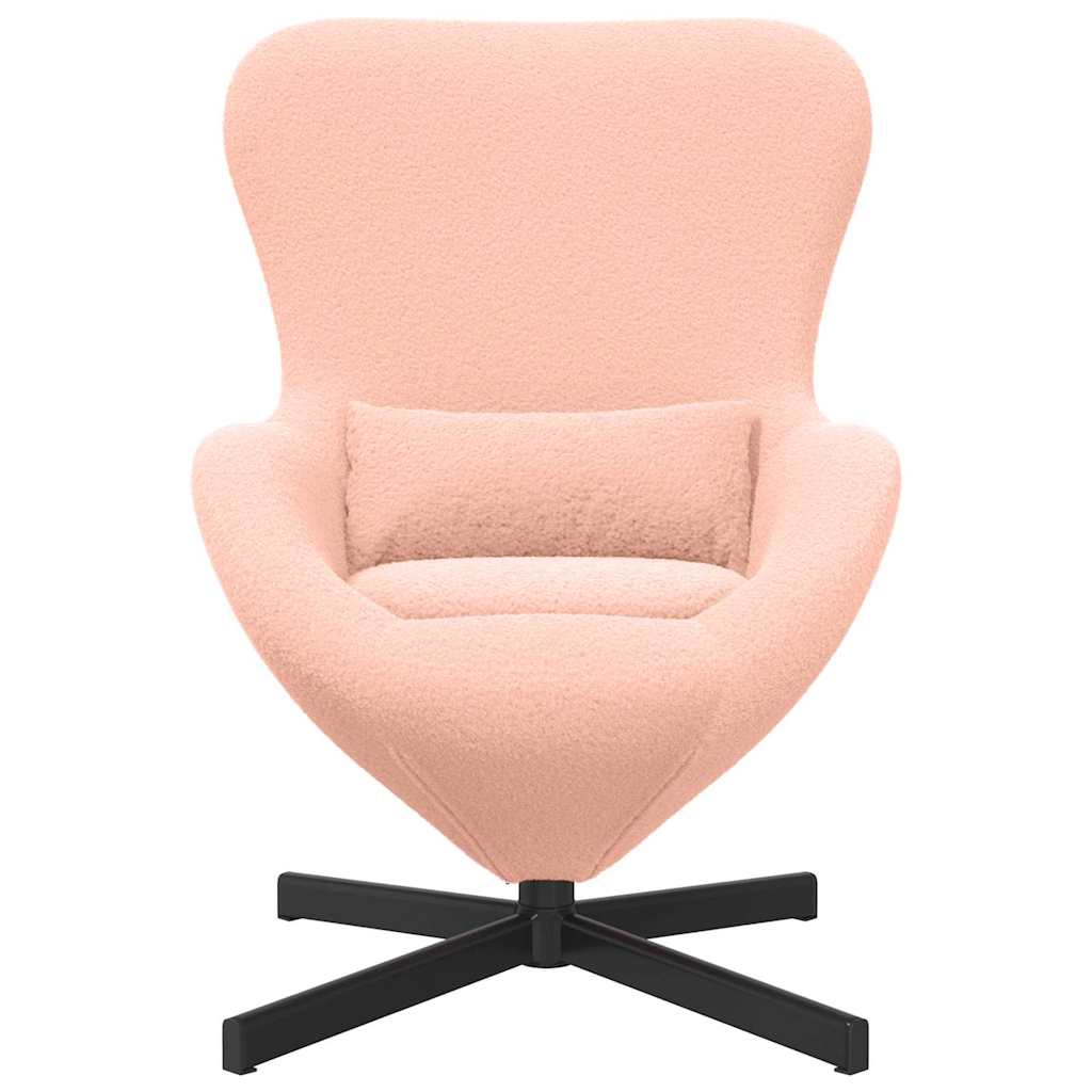 Egg Chair Pink 63 x 73 x 90 cm Curly Wool-like Fabric