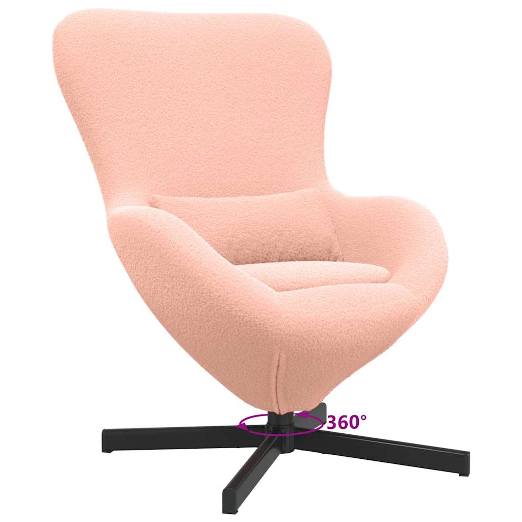 Egg Chair Pink 63 x 73 x 90 cm Curly Wool-like Fabric