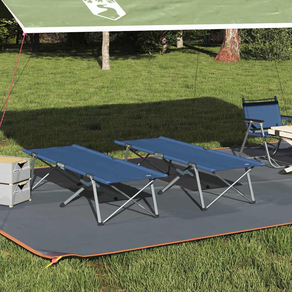 Folding Camping Bed 2 pcs Blue 62 x 194 x 42 cm Oxford fabric