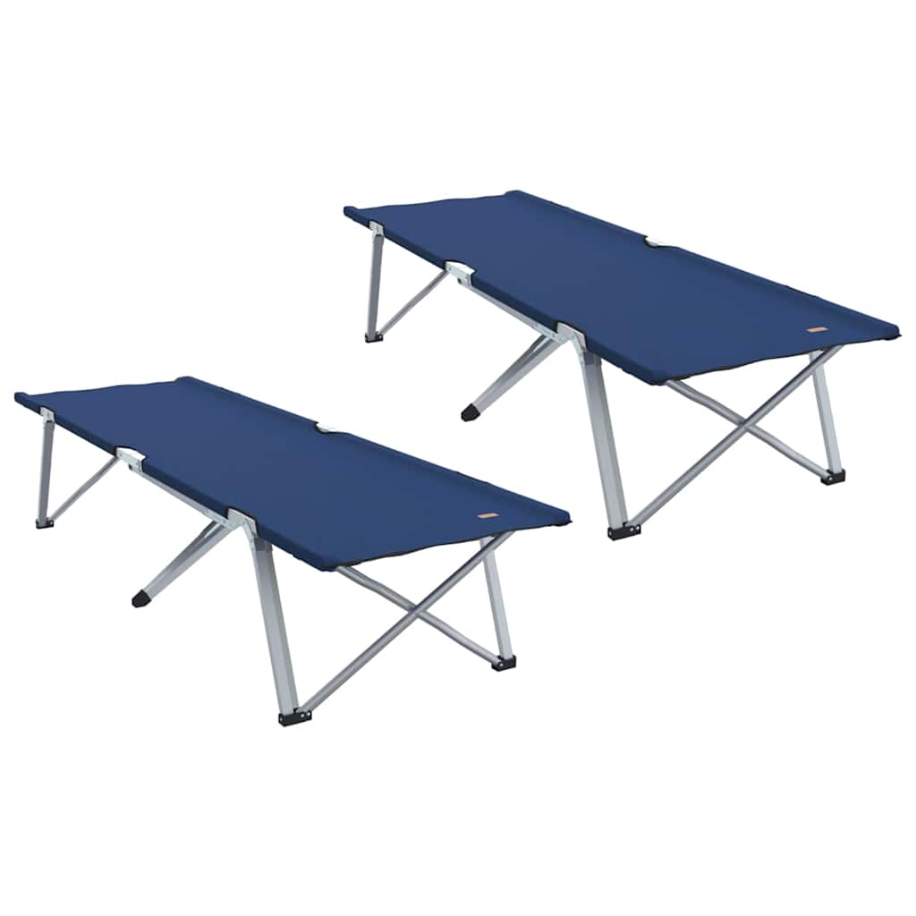 Folding Camping Bed 2 pcs Blue 62 x 194 x 42 cm Oxford fabric