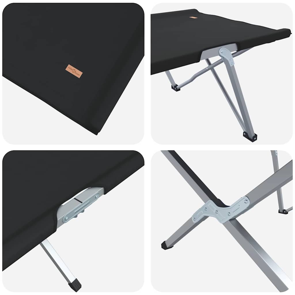 Folding Camping Bed 2 pcs Black 62 x 194 x 42 cm Oxford fabric