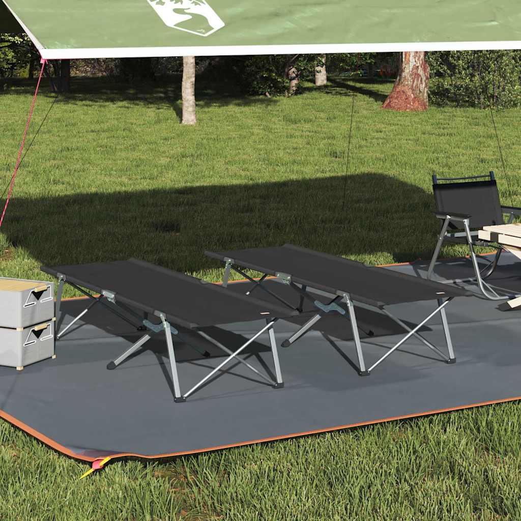 Folding Camping Bed 2 pcs Black 62 x 194 x 42 cm Oxford fabric