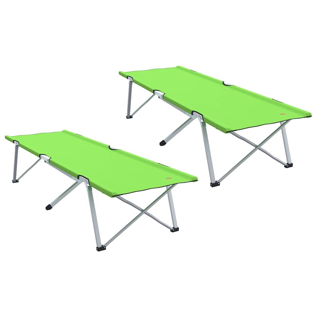 Folding Camping Bed Folding 2 pcs Dark green 62 x 194 x 42 cm