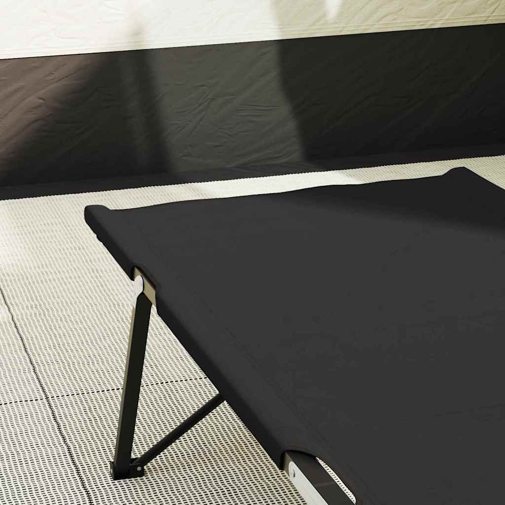 Folding Camping Bed Manual Black 206 x 76 x 74 cm Oxford fabric
