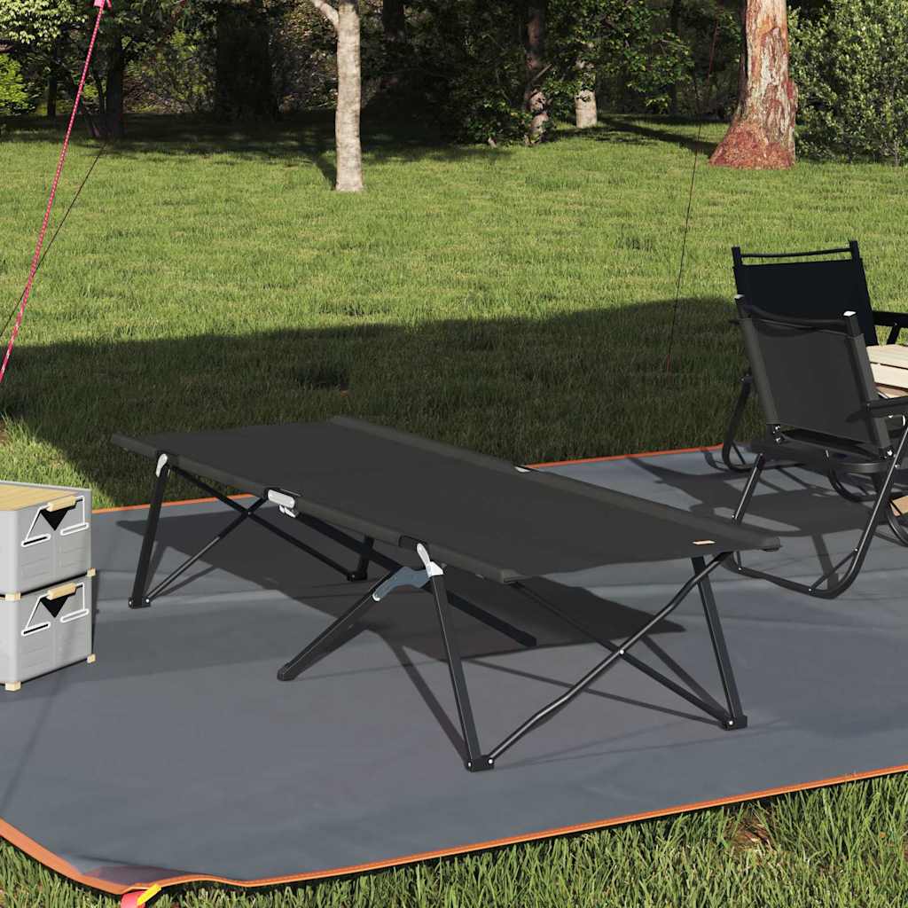 Folding Camping Bed Manual Black 206 x 76 x 74 cm Oxford fabric