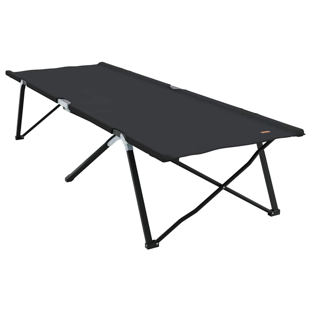 Folding Camping Bed Manual Black 206 x 76 x 74 cm Oxford fabric