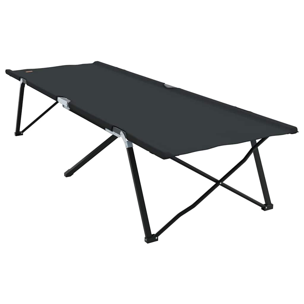 Folding Camping Bed Manual Black 206 x 76 x 74 cm Oxford fabric
