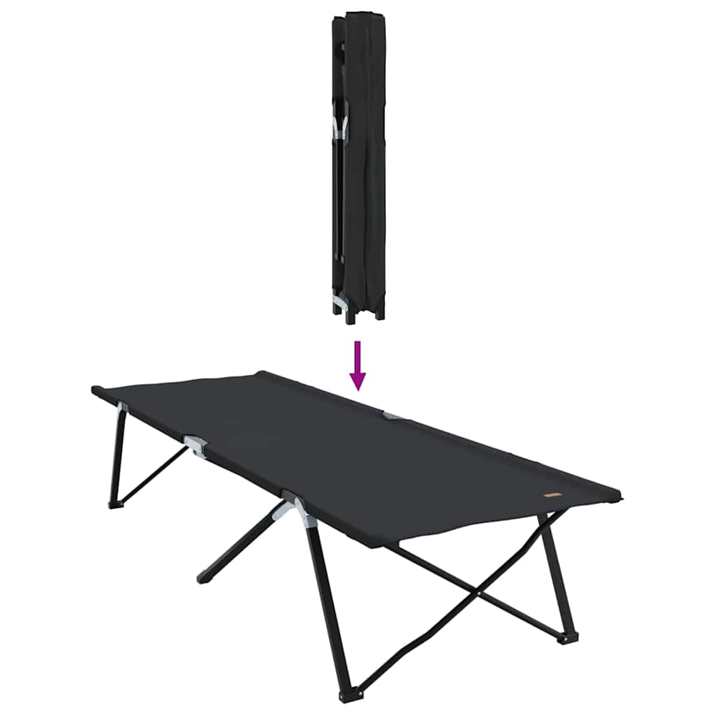 Folding Camping Bed Manual Black 206 x 76 x 74 cm Oxford fabric