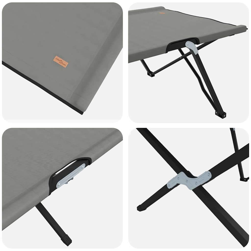 Folding Camping Bed 2 pcs Grey 206 x 76 x 74 cm Oxford fabric