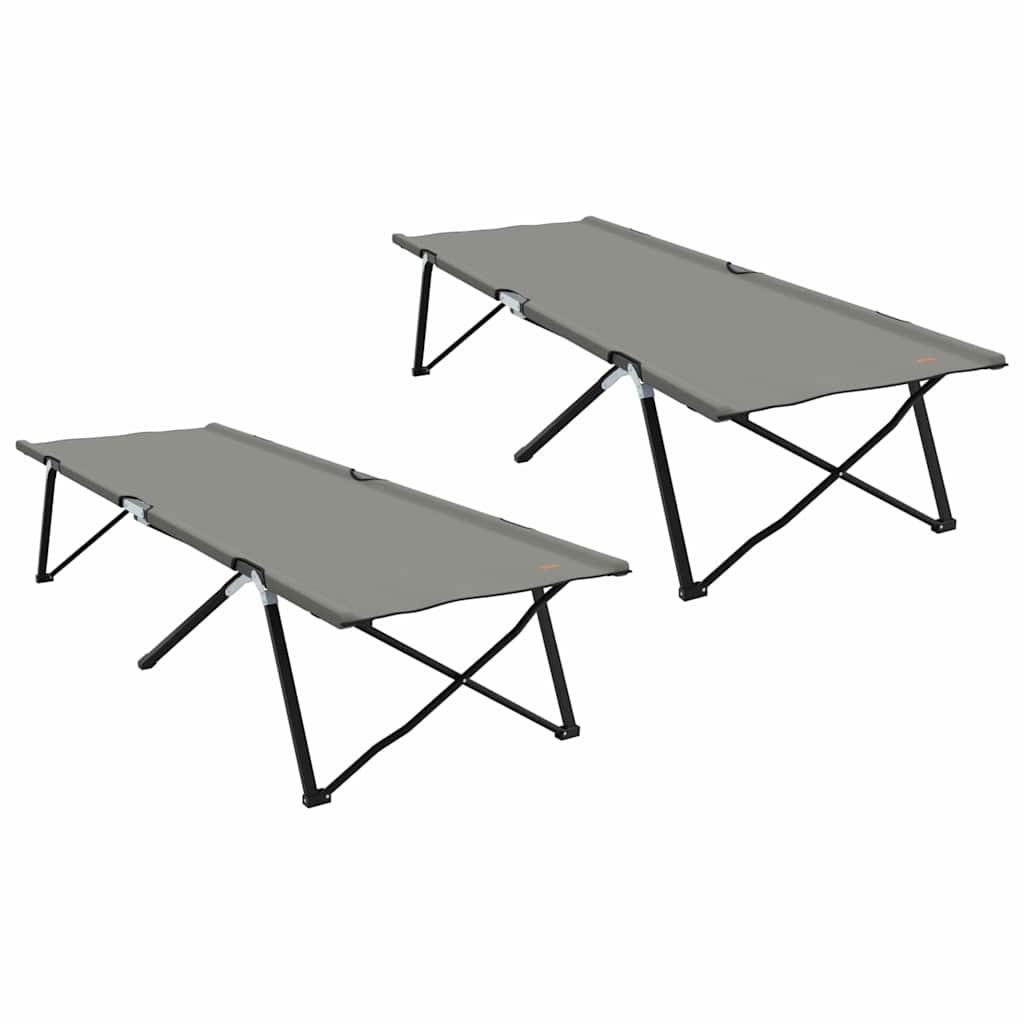 Folding Camping Bed 2 pcs Grey 206 x 76 x 74 cm Oxford fabric