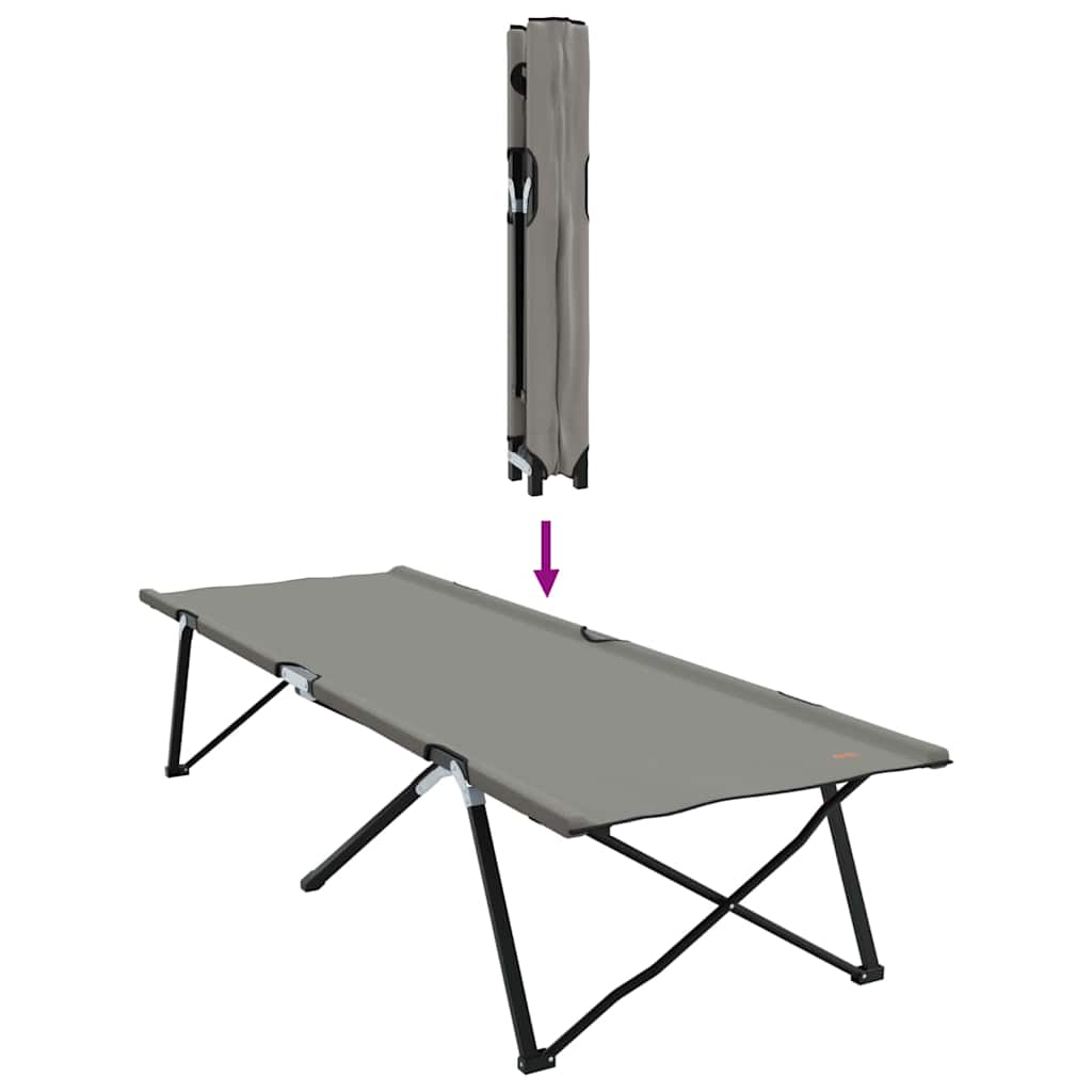 Folding Camping Bed 2 pcs Grey 206 x 76 x 74 cm Oxford fabric