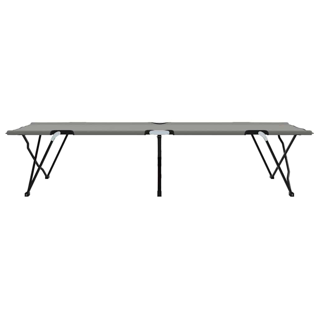 Folding Camping Bed 2 pcs Grey 206 x 76 x 74 cm Oxford fabric