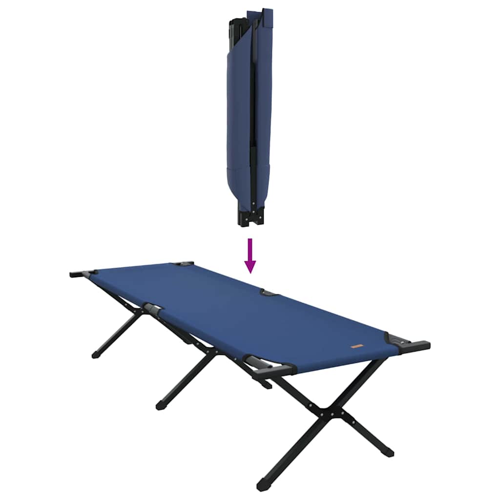 Folding Camping Bed Folding Manual Blue Oxford fabric
