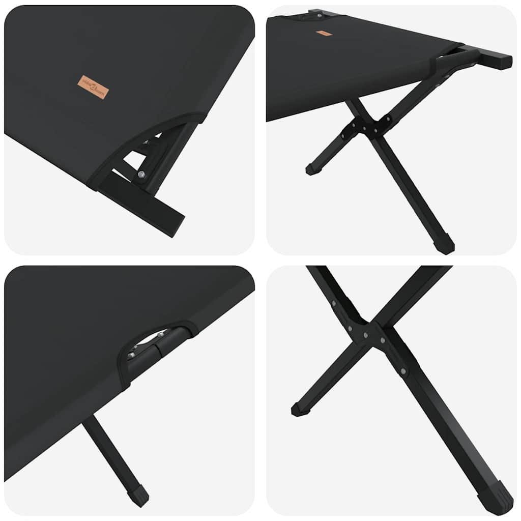 Folding Camping Bed Folding Manual Black Oxford fabric