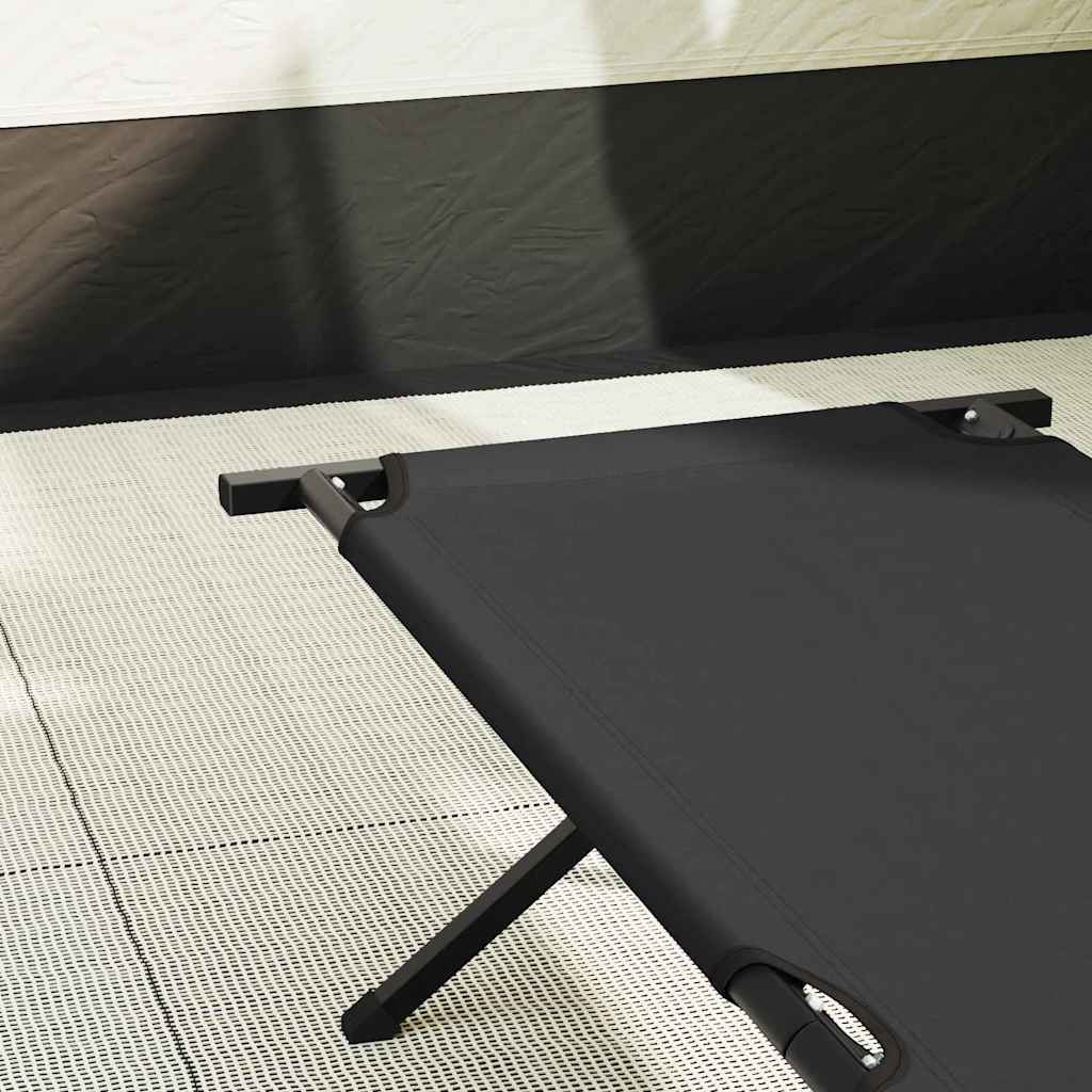 Folding Camping Bed Folding Manual Black Oxford fabric