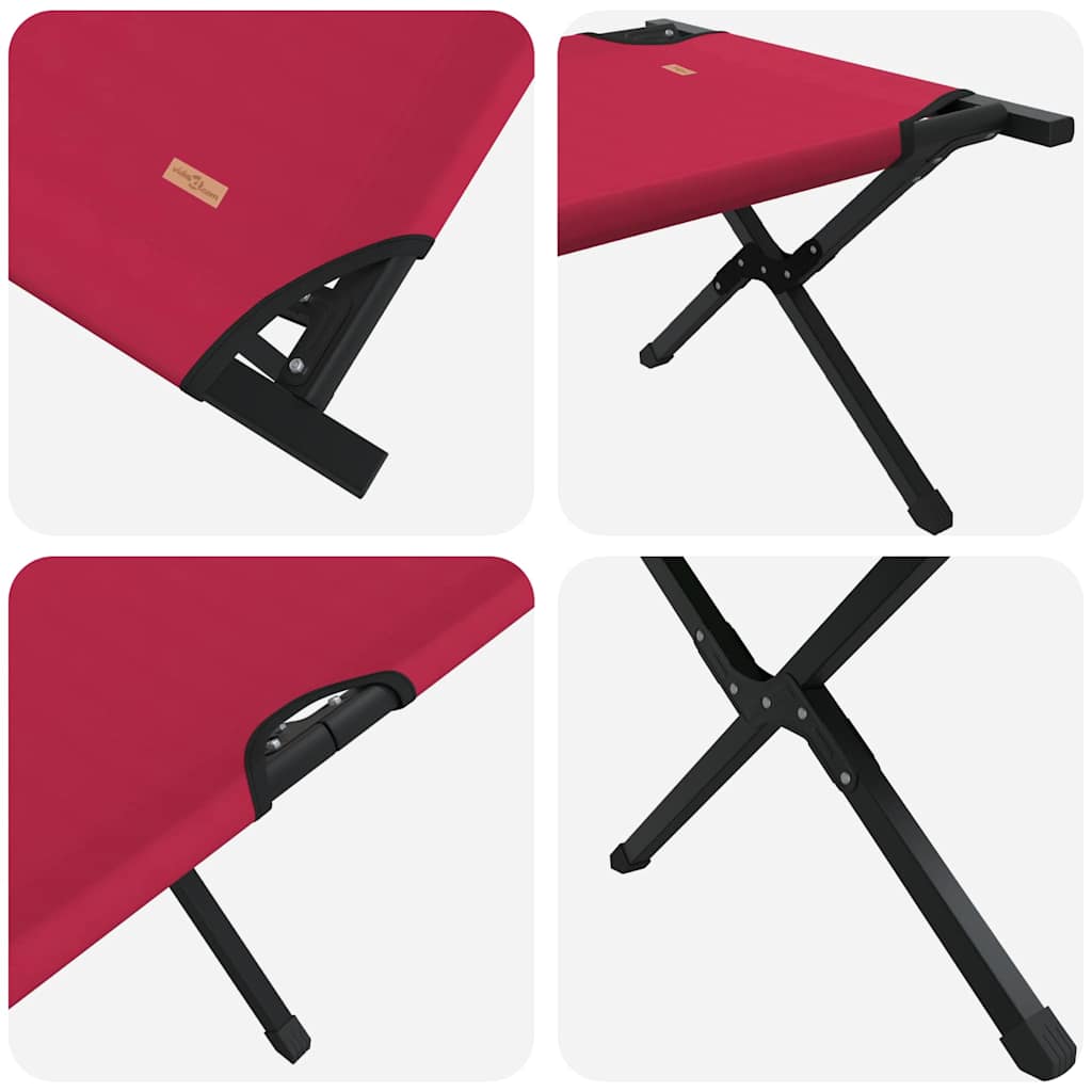Folding Camping Bed Folding Manual Red Oxford fabric
