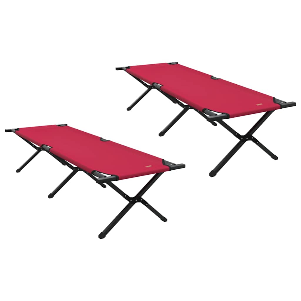 Folding Camping Bed Folding Manual Red Oxford fabric