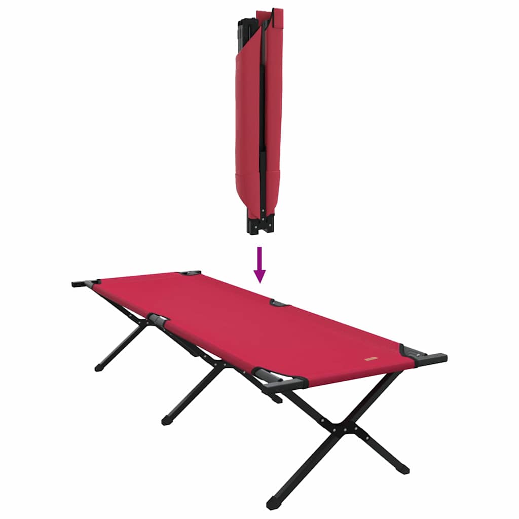 Folding Camping Bed Folding Manual Red Oxford fabric