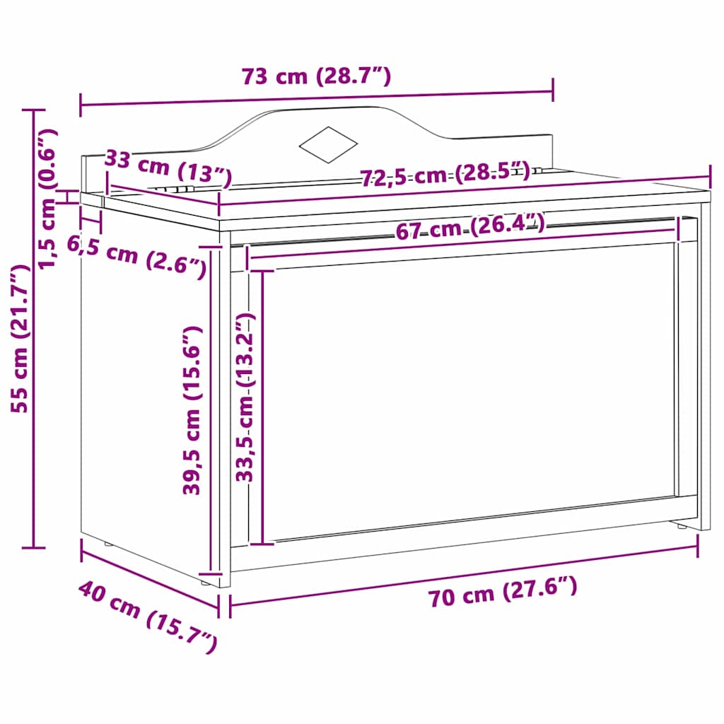 Box with Storage White 73 x 33 x 55 cm Engineered wood