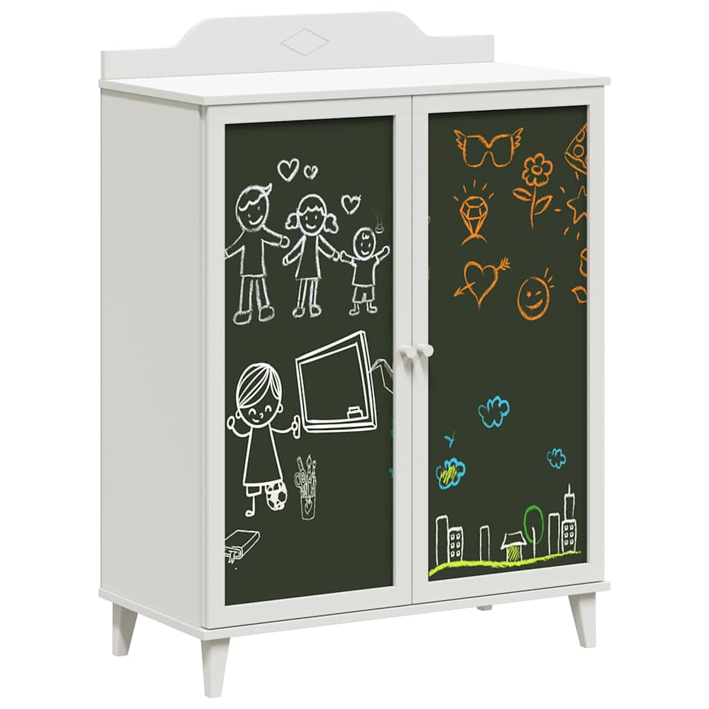 Chalkboard Cabinet with Shelf with Door White Engineered wood