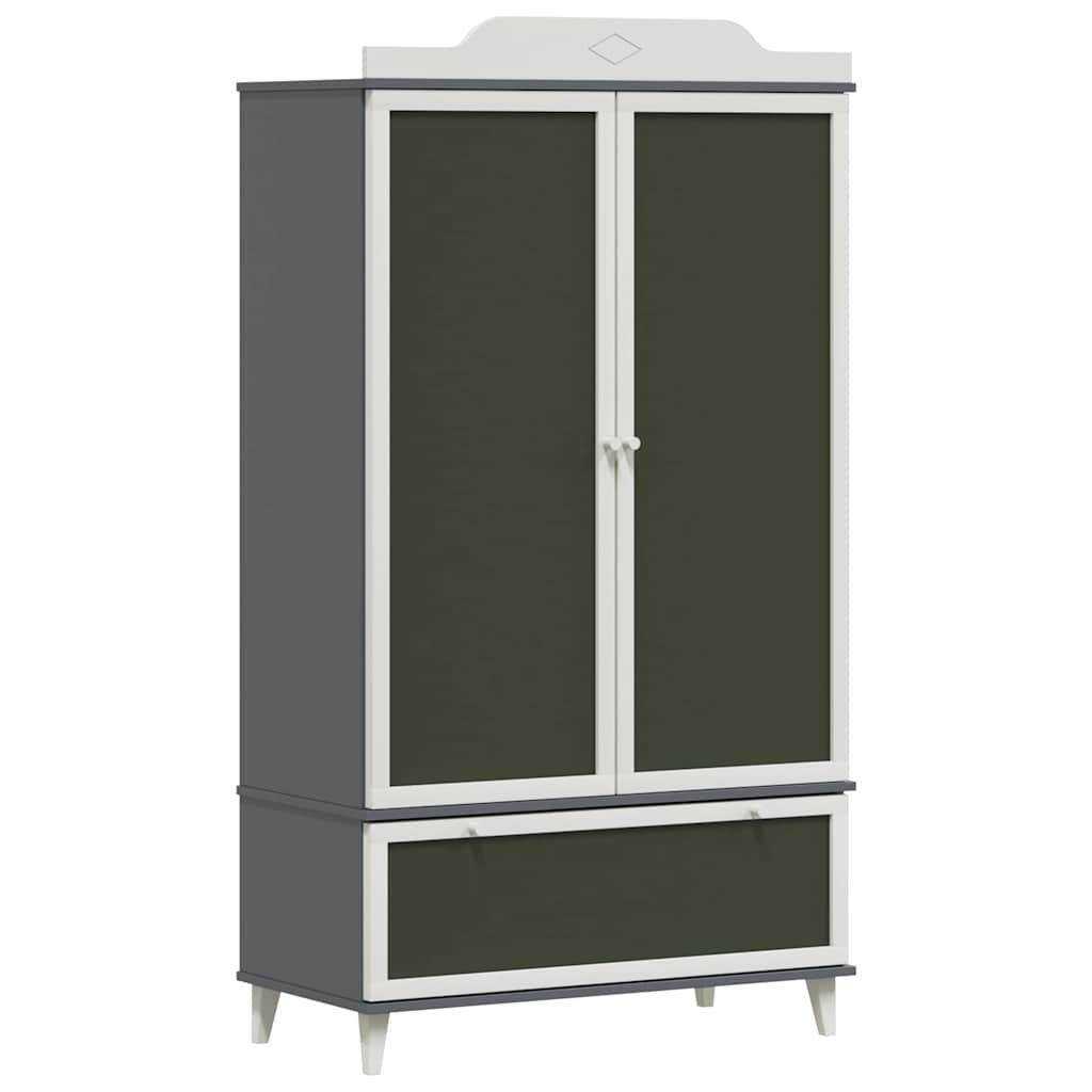Chalkboard Wardrobe with Drawer Grey and white Engineered wood