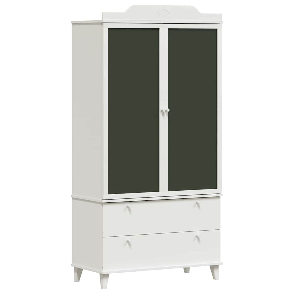 Chalkboard Wardrobe with Drawer with Door White Engineered wood