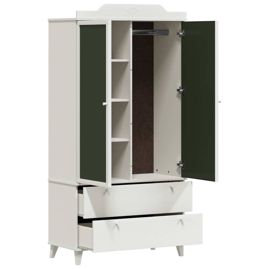 Chalkboard Wardrobe with Drawer with Door White Engineered wood