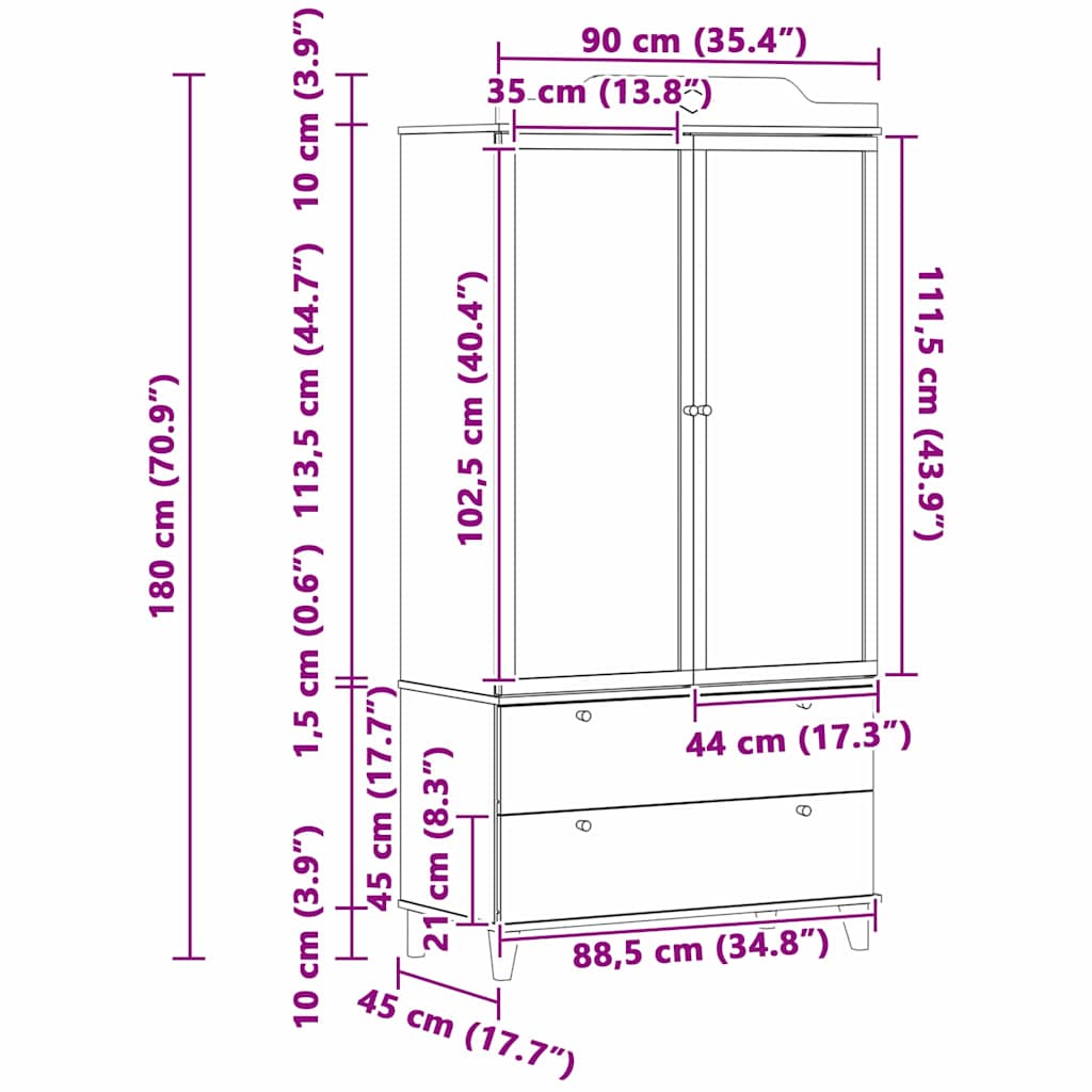 Chalkboard Wardrobe with Drawer with Door White Engineered wood