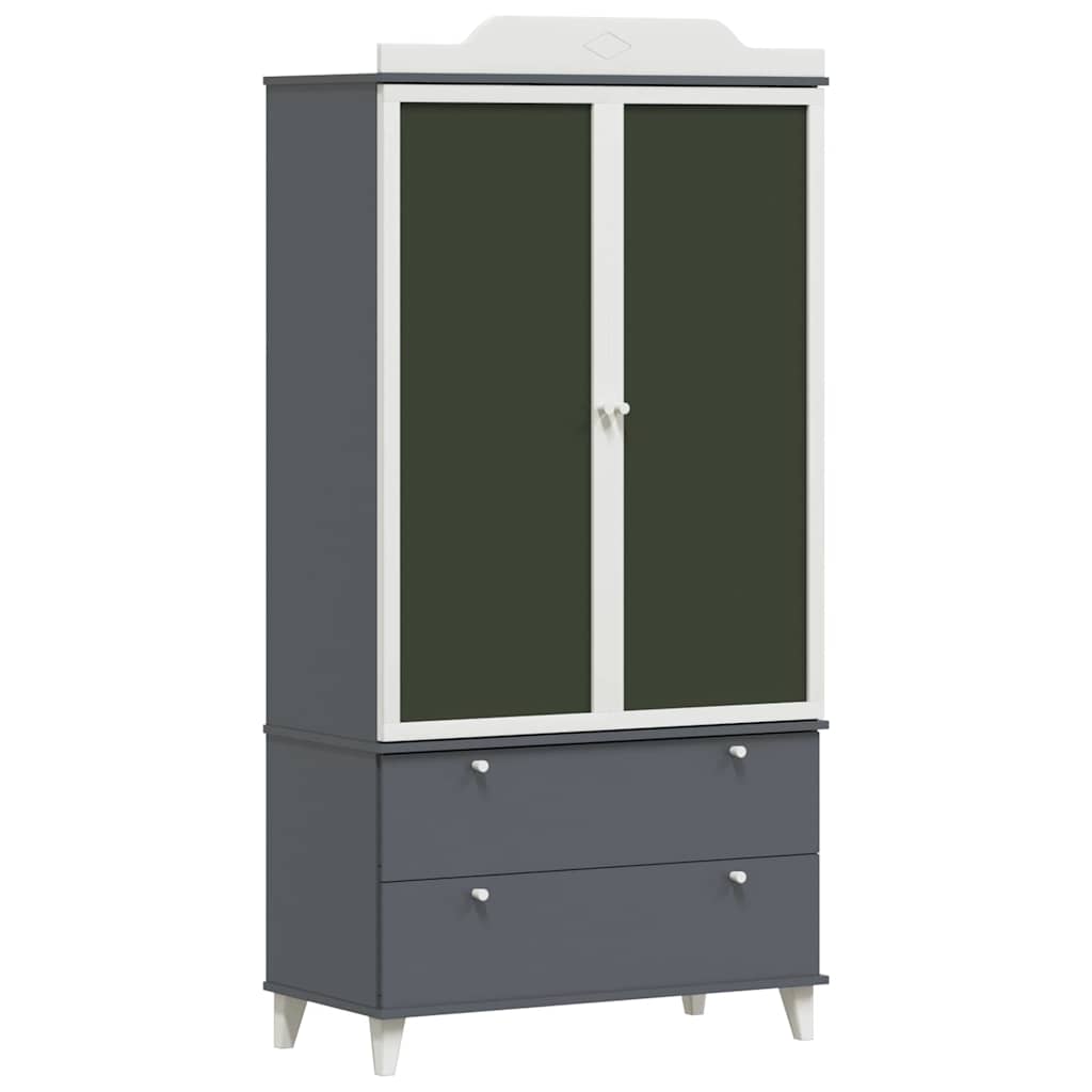 Chalkboard Wardrobe with Drawer Grey and white Engineered wood