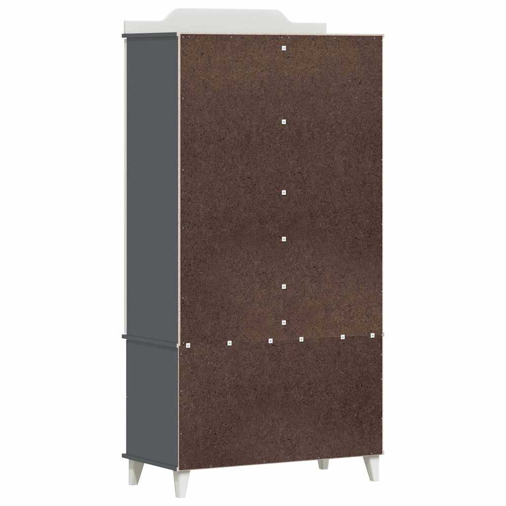 Chalkboard Wardrobe with Drawer Grey and white Engineered wood