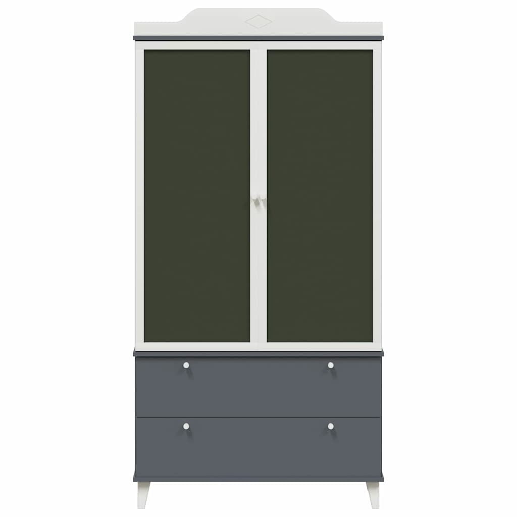 Chalkboard Wardrobe with Drawer Grey and white Engineered wood